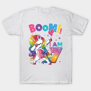 Kids Dabbing Birthday Shirt 7 Years Old Birthday Outfit Girls T-Shirt